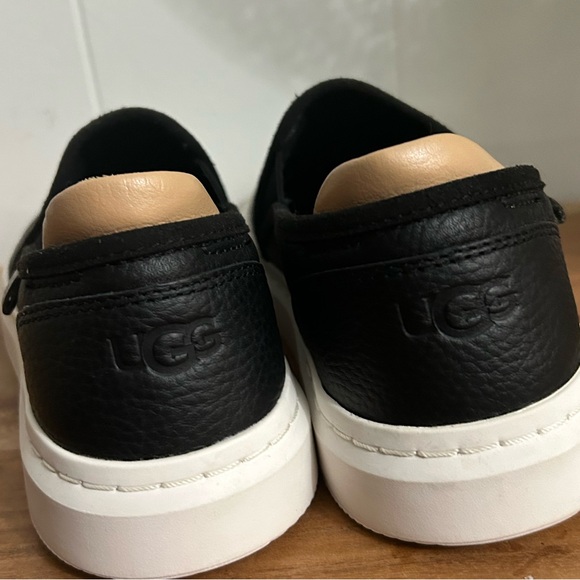 UGG New Black Leather Slip-On Shoes - Picture 5 of 7
